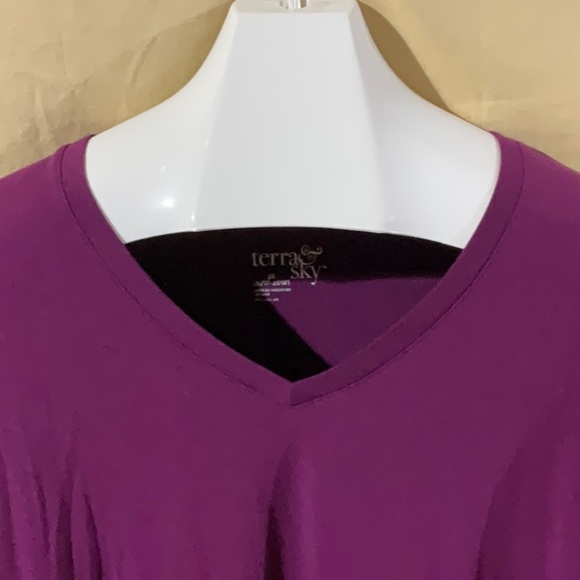Terra & Sky Size 3X Purple Long Sleeve Tee Shirt - Picture 2 of 6